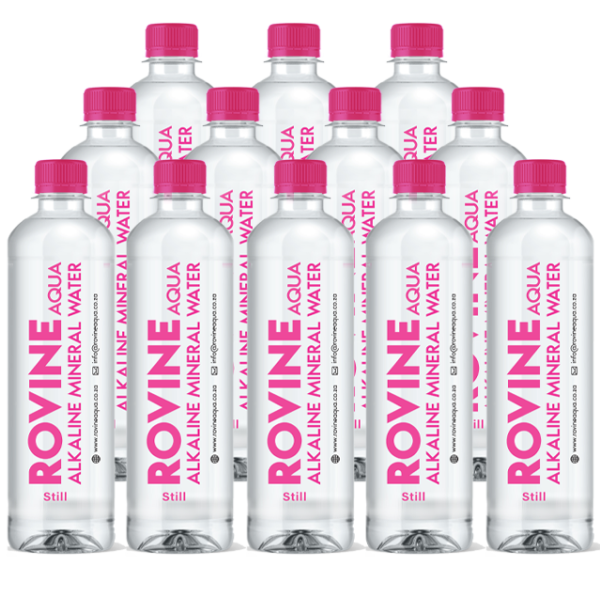 12 x 500 ml of Rovine Aqua Alkaline Water.